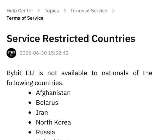 توقفت بورصة العملات المشفرة Bybit EU عن فتح حسابات للمواطنين الروس، حتى المالك…